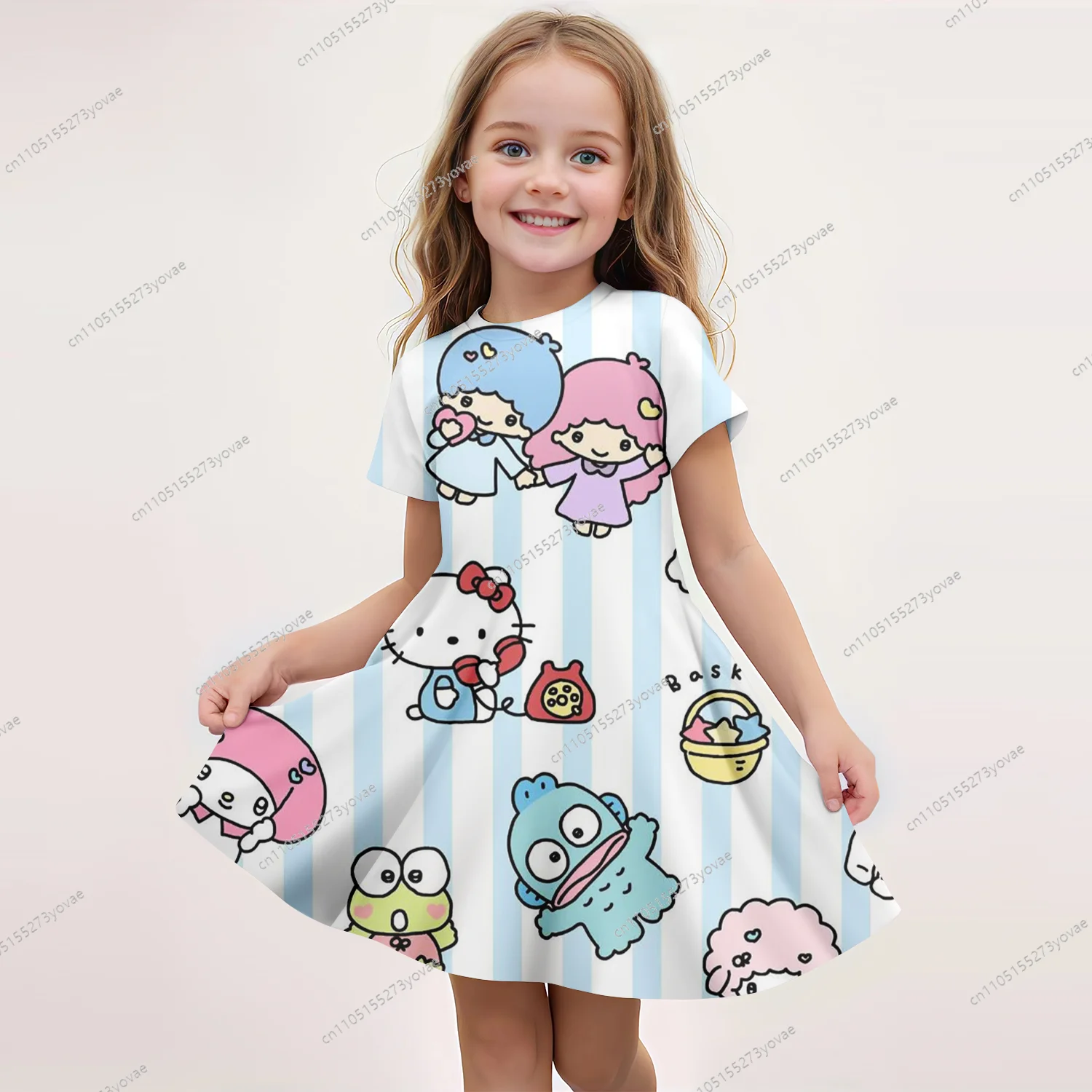 

3D printed "hello tity", cute-style children's short-sleeved dress, the baby looks adorable and feels comfortable in it.
