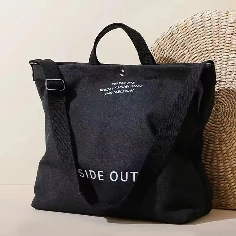 High Quality Canvas Men And Women Simple Cross-body Bag Wash Canvas Thick Handbag Large Capacity Arts Students Package Satchel