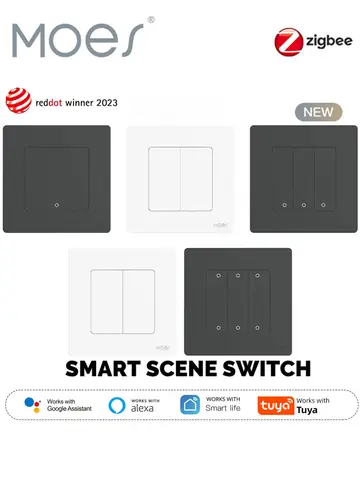 MOES 새로운 스타 링 Tuya ZigBee 3.0 스마트 장면 스위치 푸시 버튼 스마트 라이프 APP 원격 제어 Alexa Google 홈으로 작동