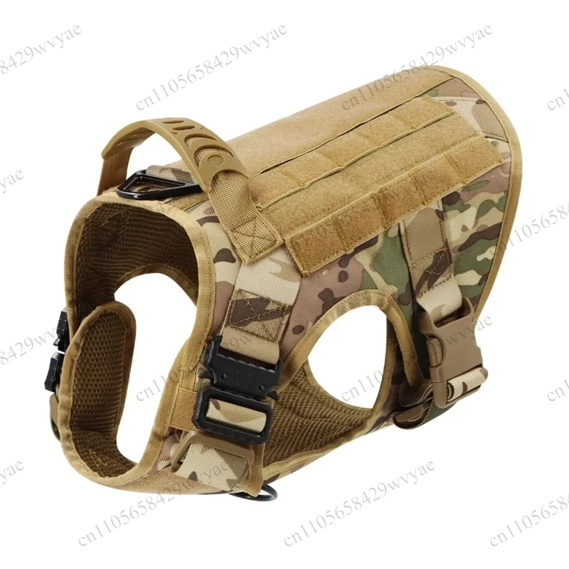 Adjustable Tactical Dog Vest Harness Leash Collar Molle Pouches For Medium Large Dogs Training view 2
