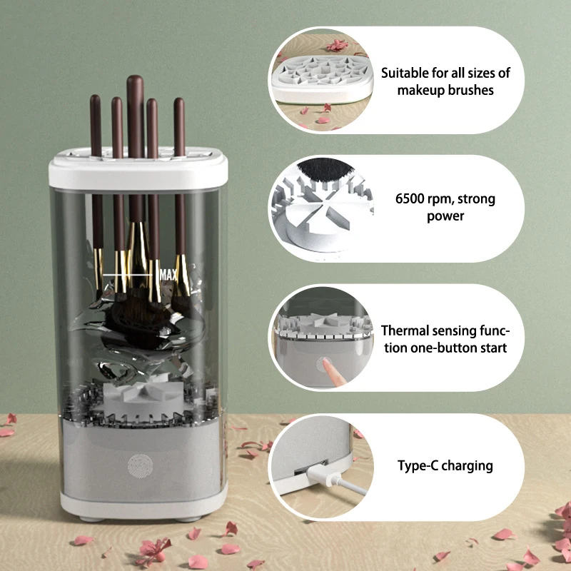 자동 전기 메이크업 브러시 클리너, 충전식 레이지 클리닝 브러시 와셔, 빠른 건조 도구, USB 메이크업 브러시, 로터리 클리닝