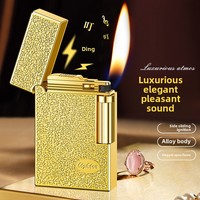 New Metal Steel Voice Oblique Fire Inflatable Lighter Sideslip Grinding Wheel Ignition Butane Gas Pipe Lighter Smoking Wholesale