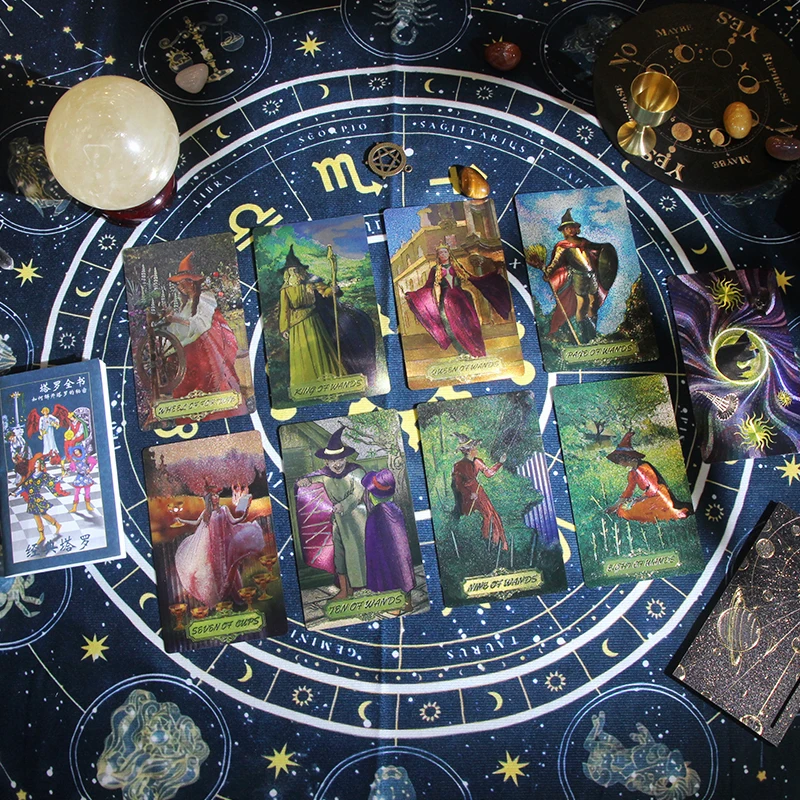 Witch tarot card, high quality, pet material, gold foil, brand new, 2024