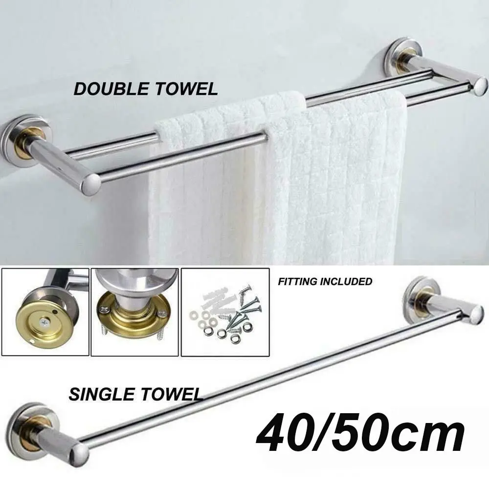 

40/50cm Useful Bracket Wall Mount Toilet Towel Rack Storage Shelf Bathroom Bar Clothes Holder
