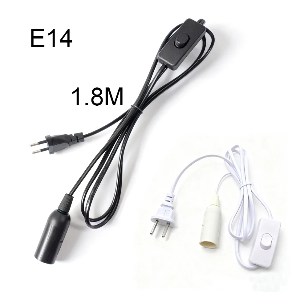 E14 Base Power Cable With Switch 1.8m Electric Wire EU Plug Extension Cord For Pendant Light Fixture Hanglamp Suspension Sockets