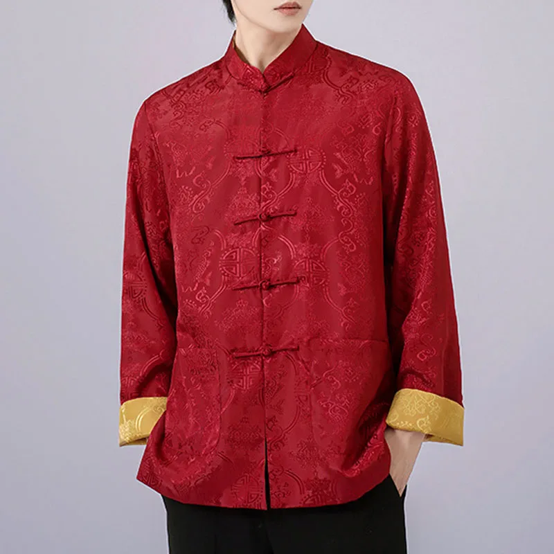 

Men Tang Clothes Shirt Coat Large Size 3XL Chinese Tradition Costume Vintage Kung Fu Uniform Loose Jacket Button Up Hanfu Top