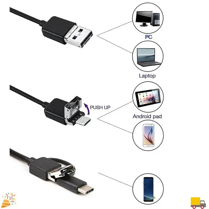 USB Endoscope Type C Borescope For OTG Android Phone 7Mm Inspection Snake Camera
