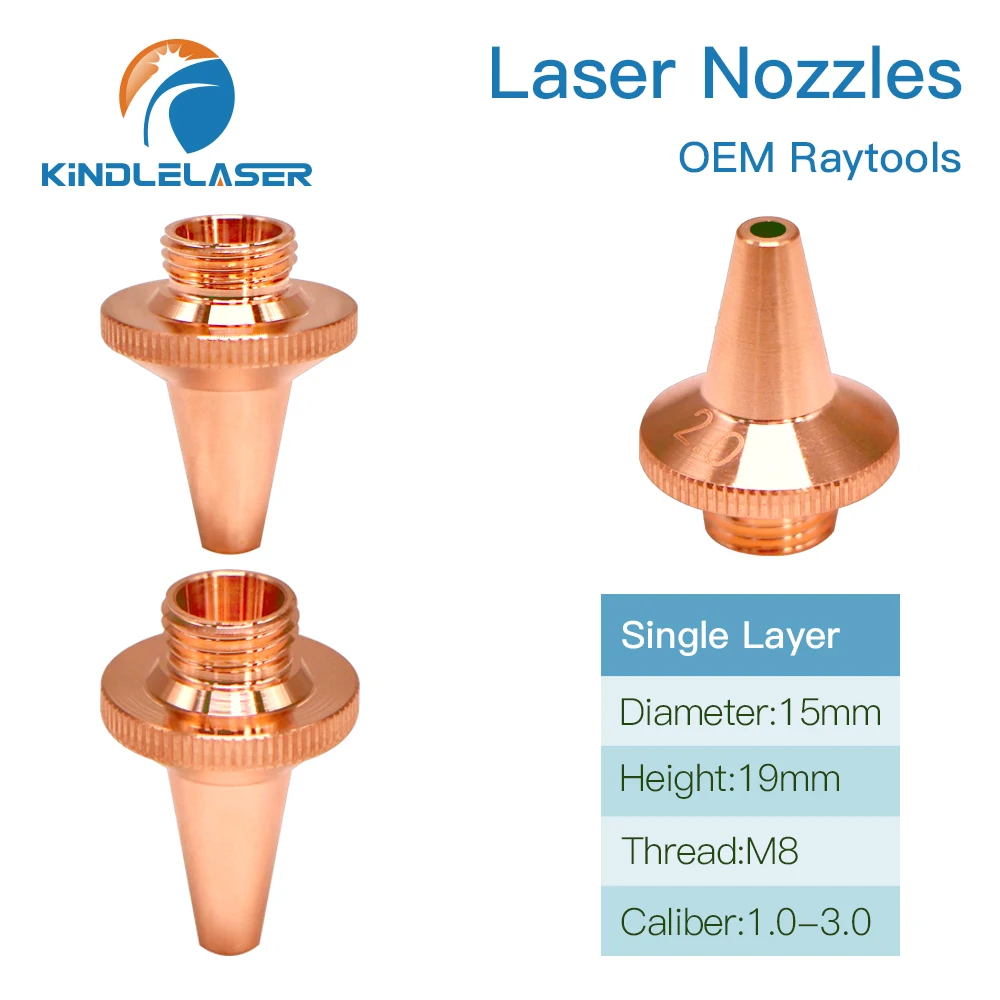 Imagem -03 - Kindlelaser 3d Laser Bocal m8 Dia.15 mm H19 mm Raytools 3d Único & Dupla Camada de Corte Bocal para Raytools 3d Bt240s Bm109