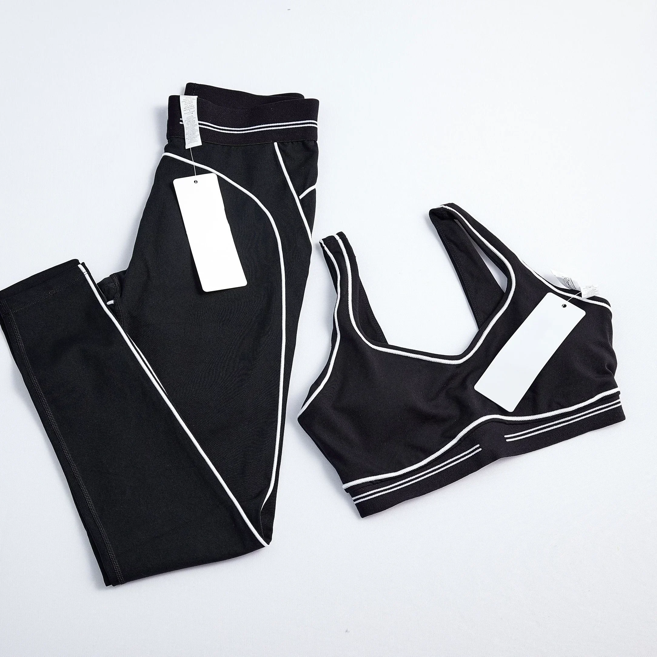 2-teiliges Yoga-Set für Damen, gestreifte Hose, hautfreundlich, atmungsaktiv, elastischer Sportanzug, lässiges Sommer-Workout-Outfit, Fitnessstudio, Laufen