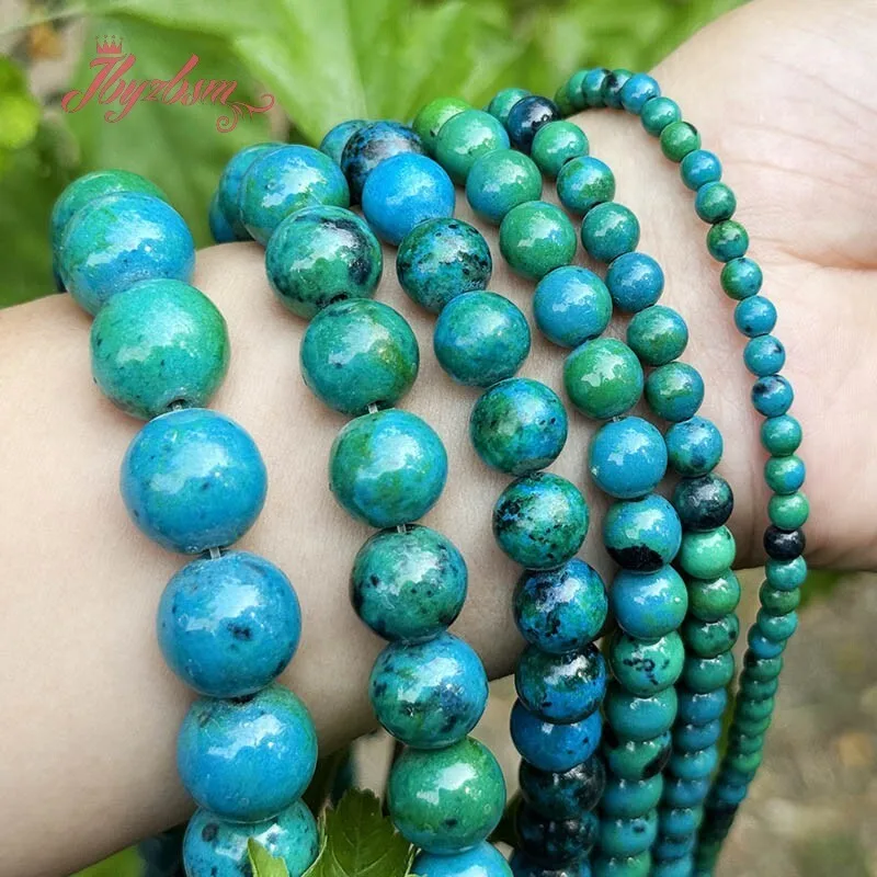 4/6/8/10mm Chrysocolla Dye Round Rondelle Shape Stone Beads For DIY Necklace Bracelets Jewelry Making Strand 15 Inches