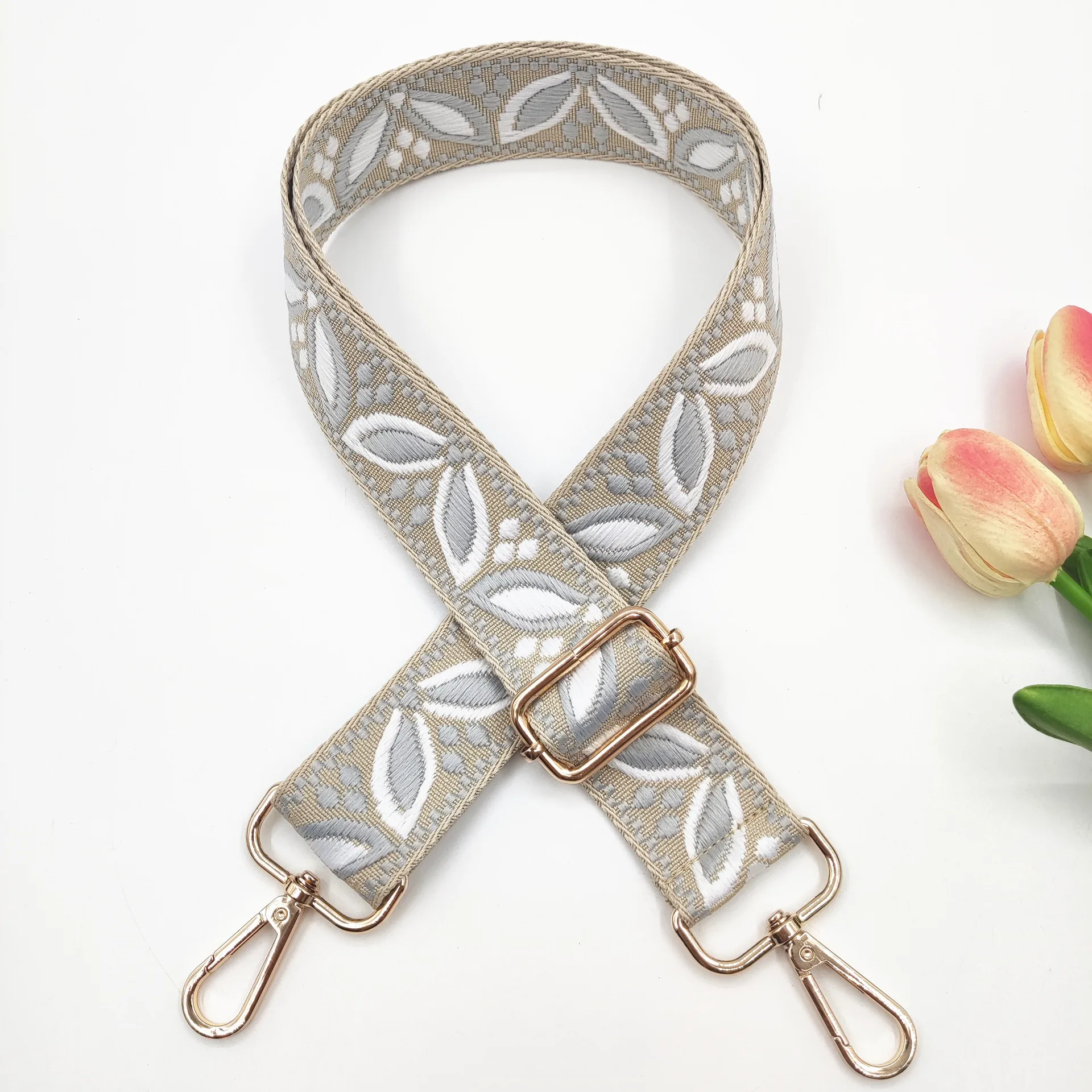 1 Piece 1.50inch Wide Adjustable Handbag Purse Strap Replacement Crossbody Shoulder Strap Magnolia Pattern Jacquarded Strap