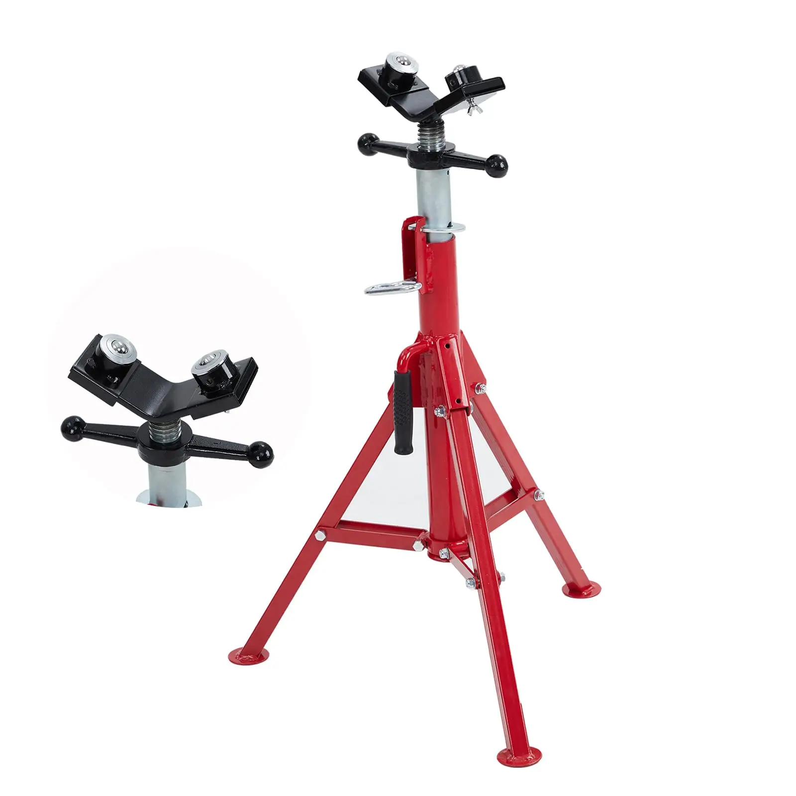 

V-Head Pipe Jack Stand with 2/4-Ball Transfer,Folding Legs 28-52 in,2500 lbs,Carbon Steel,Pipe Jacks for Welding and Carpentry