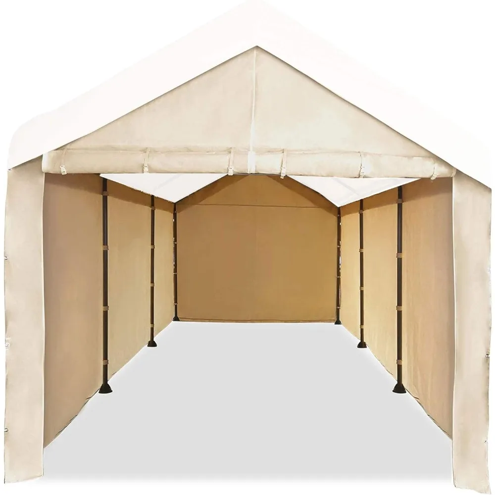 Tent Sidewalls for Mega Domain Carport with Straps, Ideal for Garage Storage, Inflatable Garage Covering, Tan(Sidewalls Only)