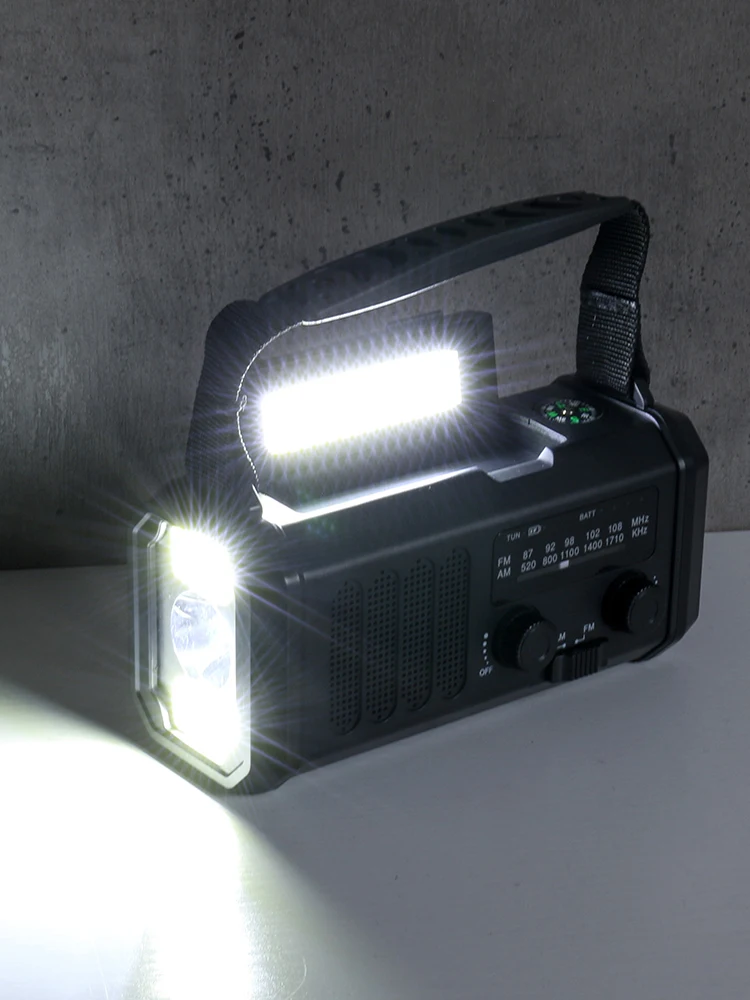 Solar Powered AM FM Weather Radio SOS Alarm Emergency Weather Radio with LED Flashlight Multifunctional Reading Lamp for Camping
