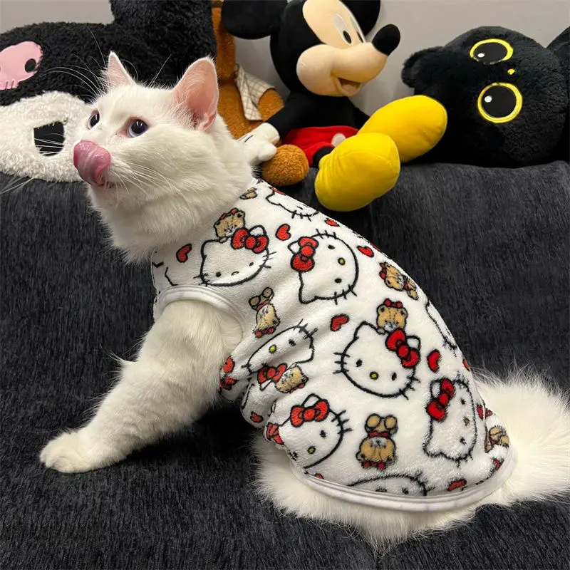 Kawaii Hello Kitty Cat Sweater Costume Winter Warm Pet Clothes for Cats Pullover Mascotas Clothing Gatos Products for Animals