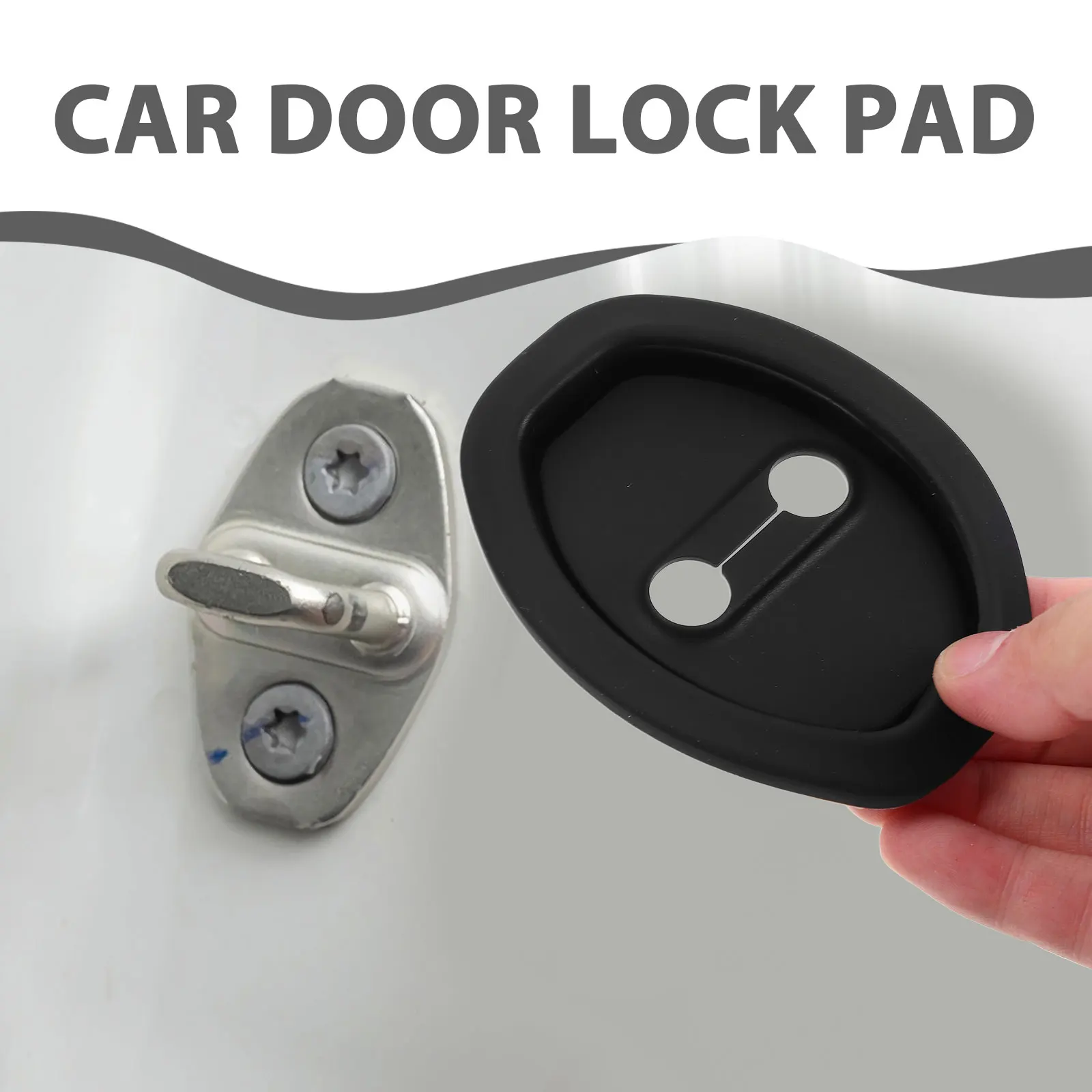 

4pcs Silicone Car Latch Protective Covers Soundproof Door Lock Cushions Universal Durable Easy Installation Car Interior Parts