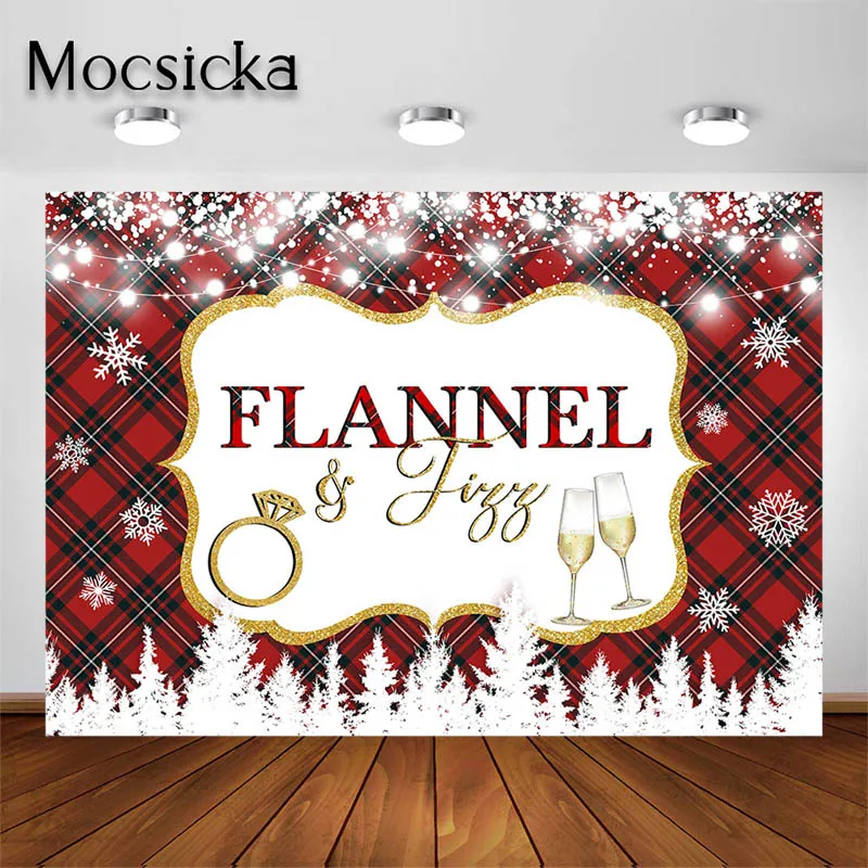 

Mocsicka Flannel and Fizz Backdrop Wedding Bridal Show Party Decorations Black and Red Buffalo Plaid Photography Background Prop