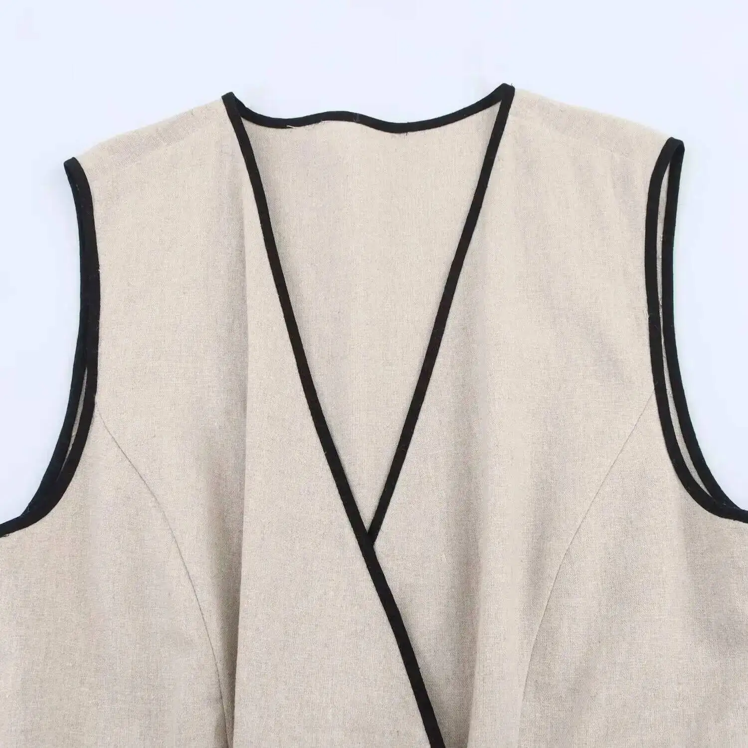 2025 Summer New Product Women's High End Casual And Fashionable Simple With Belt Sleeveless V-neck Medium Length Dress NR6Z