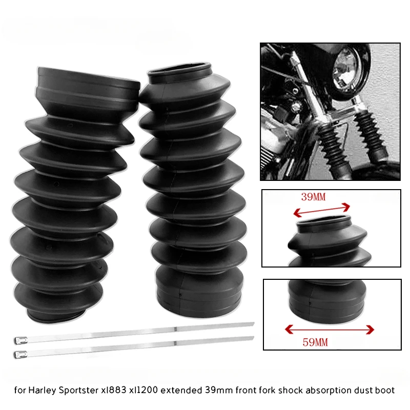 Motorcycle Extended 39mm Front Fork Shock Absorber Dust Boot for Harley Sportster Xl883 Xl1200 