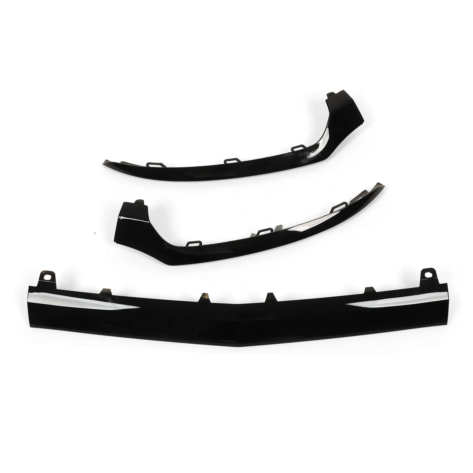 3PCs Gloss Black Front Bumper Lower Trims Replacement for Mercedes‑Benz C‑Class W205 C205 A205