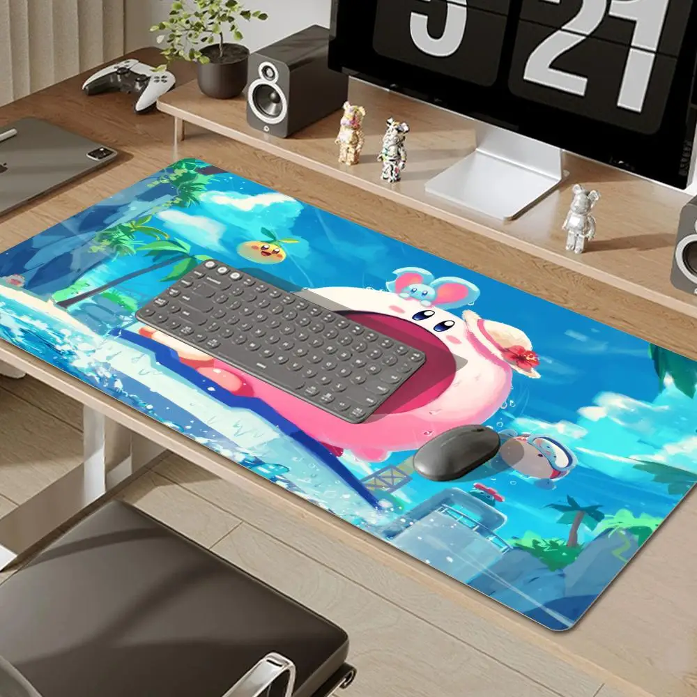 Cartoon Stars K-Kirby Mousepad 80x30cm XL Lockedge Office Computer Desk Mat Table Keyboard Big Mouse Pad Laptop Cushion Bedroom