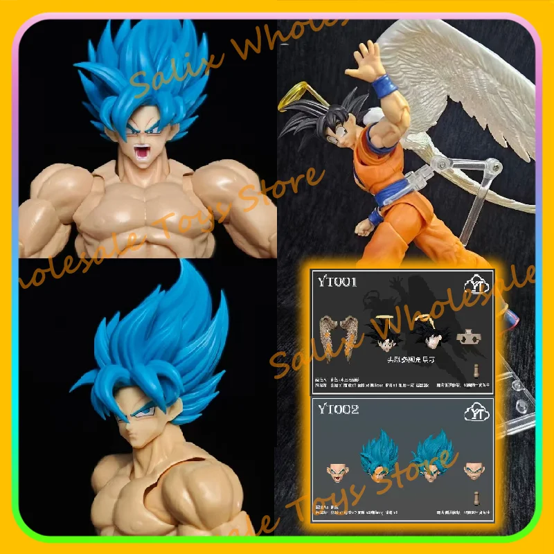 

New YT Studio Dragon Ball Super Saiyan God Son Goku Blue Head Accessories Angel Wings Head Sculpt Anime Action Figures Toys