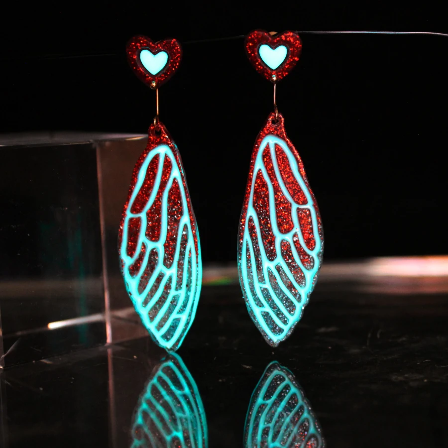 

THE wing Ear Cuff Cicada wings GLOW in the DARK Flying Wings Angel Wings Drop Earrings WOMEN girl gift