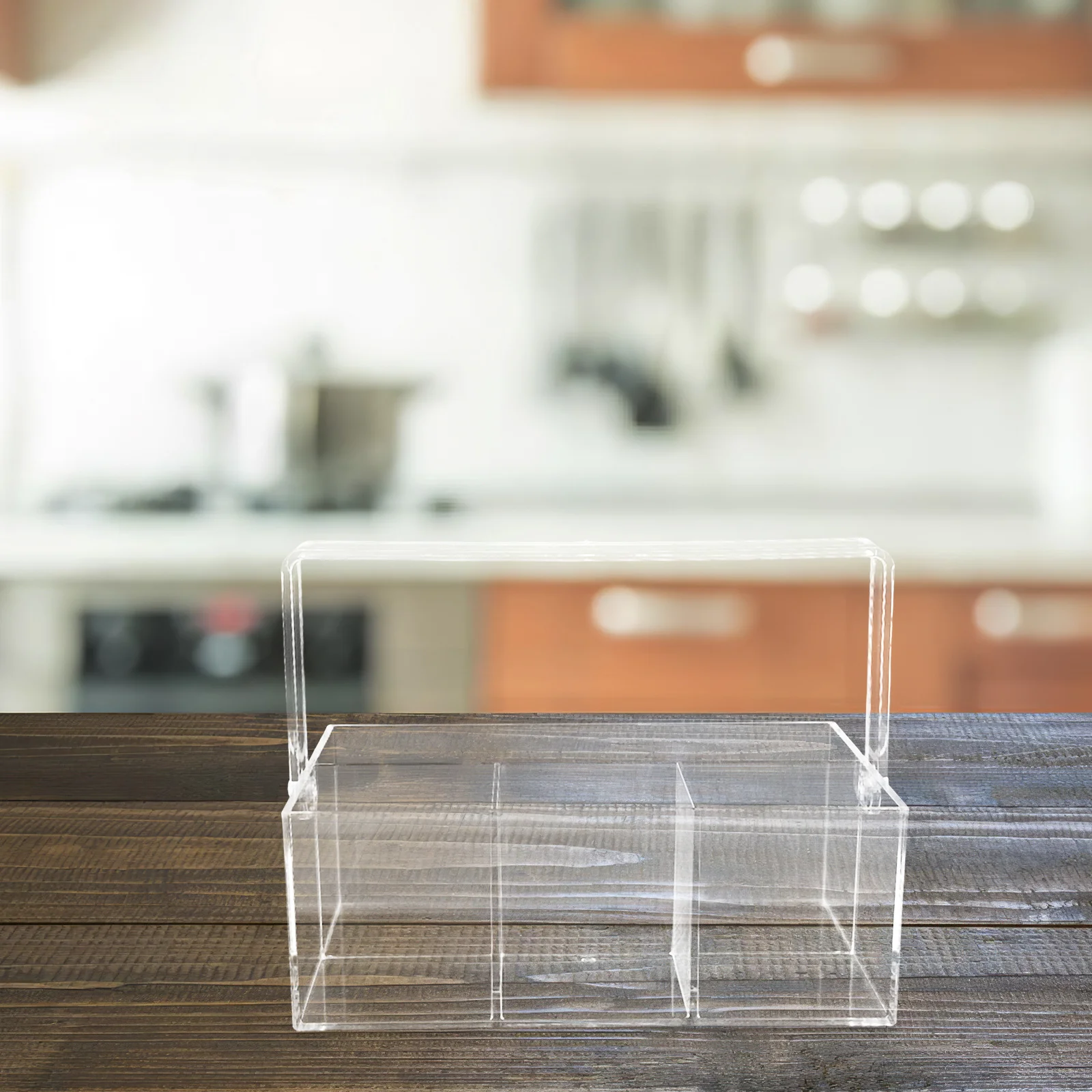 صندوق منظم أدوات المائدة من الأكريليك الشفاف مع مقبض متعدد الأغراض لتخزين أدوات المطبخ وحامل أدوات المائدة لتناول الطعام في النزهة