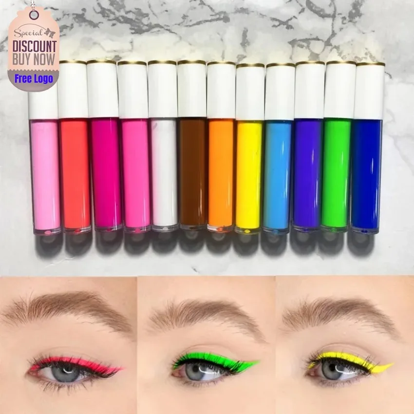 

Private Label 12colors Fluorescent Liquid Eyeliner Shiny Long-lasting High Pigmented Waterproof Non-smudged Eyeliner Bulk Makeup