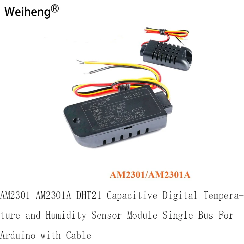 

10PCS AM2301 AM2301A DHT21 Capacitive Digital Temperature and Humidity Sensor Module Single Bus For Arduino with Cable