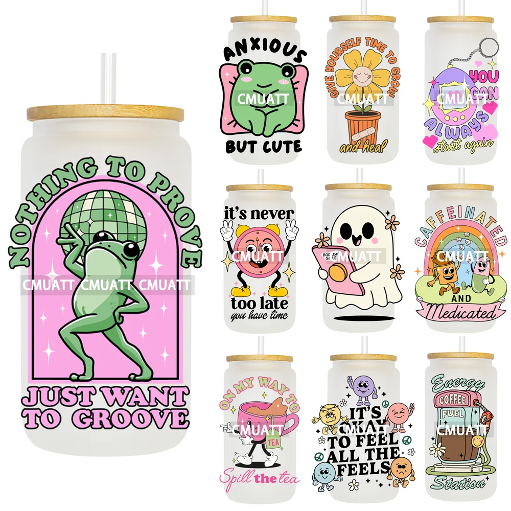 Positive Affirmation Anxious But Cute UV DTF Transfers Stickers Decals For Libbey Cold Cups Mugs Tumbler Waterproof DIY Craft