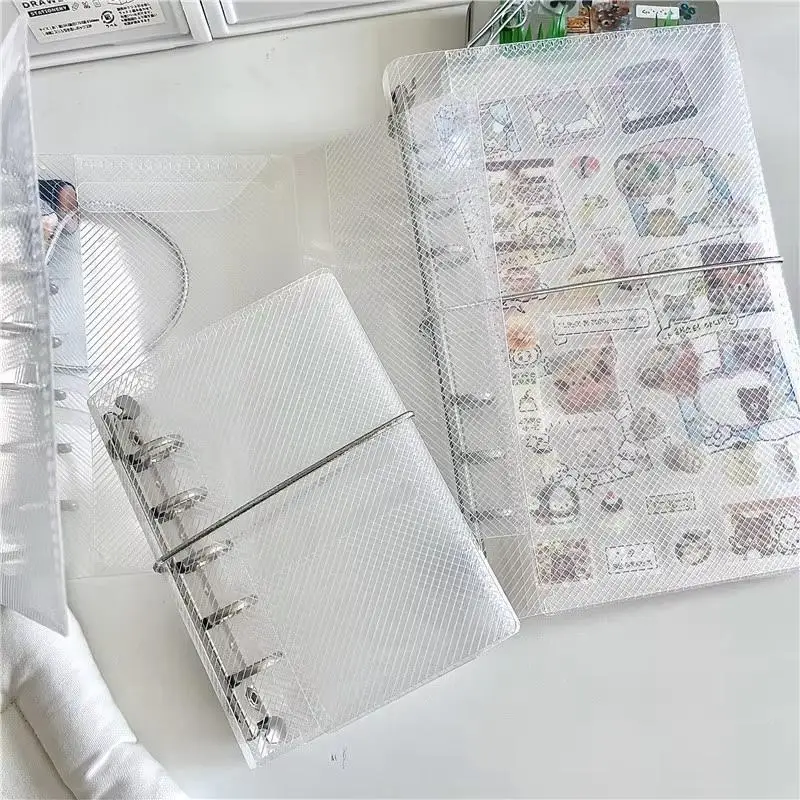 M5 A6 Diagonal PP Three Fold PP Loose Notebook Cover Mini Portable Sticker Small Card Photo Storage Ledger