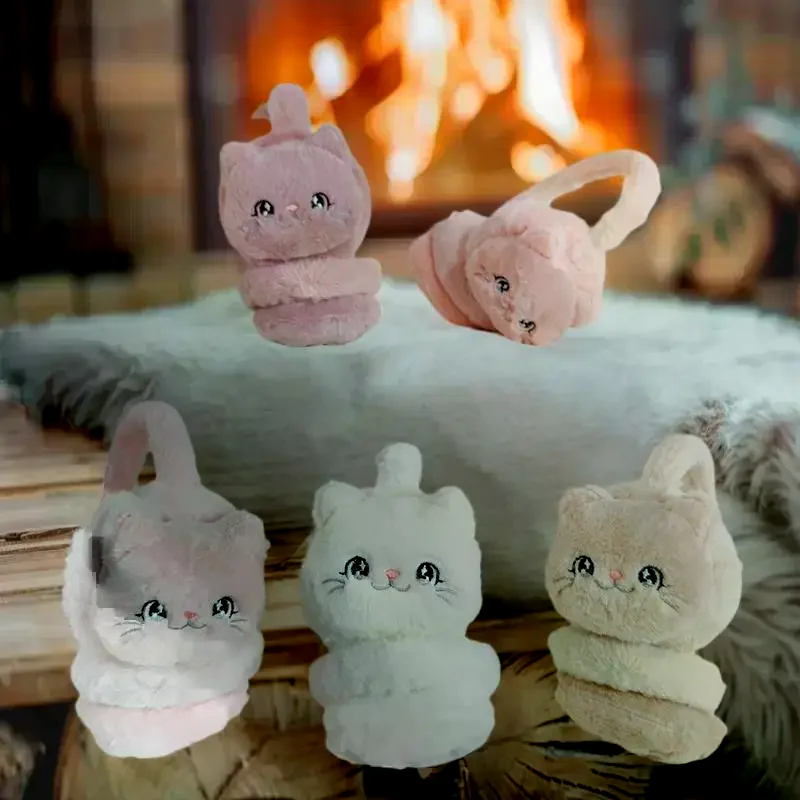 غطاء للأذنين شتوي دافئ على شكل قطة كرتونية للفتيات من القطيفة السميكة الناعمة غطاء للأذن لحماية الأذن وإكسسوارات الدفء