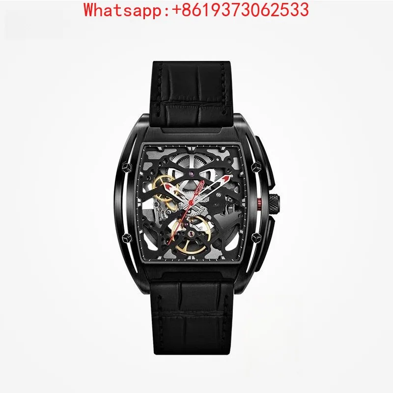 Customized High-end Edge Series Mechanical Watch Tonneau Skeleton Men's Watch Trendy Business Watch