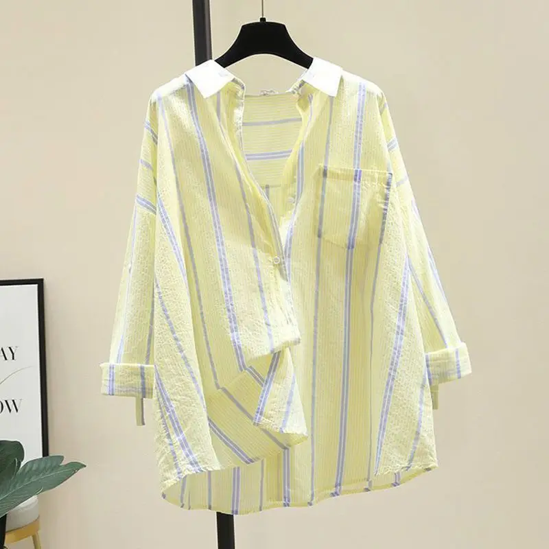 Striped Shirt Jacket Shirts Blouses Women Clothing Blouses for Women Fashion 2023 Thin Shirt Spring/Summer Top Womens Tops