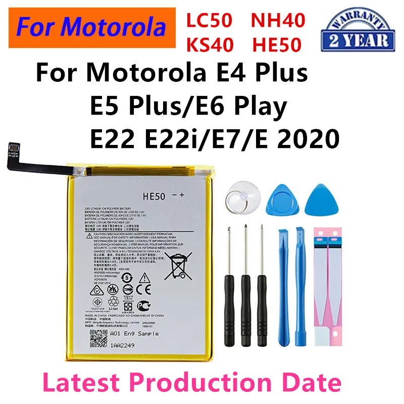 Battery HE50 KS40 NH40 LC40 For Motorola Moto E4 E5 PLUS XT1774 XT1776 E6 Play E22 E22i E7 E 2020 XT2052 Phone Batteries+Tools