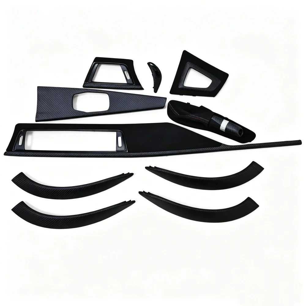 M Style 10pcs Carbon Fiber Dashboard Decorative Interior Trim Kit Set for BMW 3 4 Series 3GT F30 F31 F32 F34 F35 F36 F80