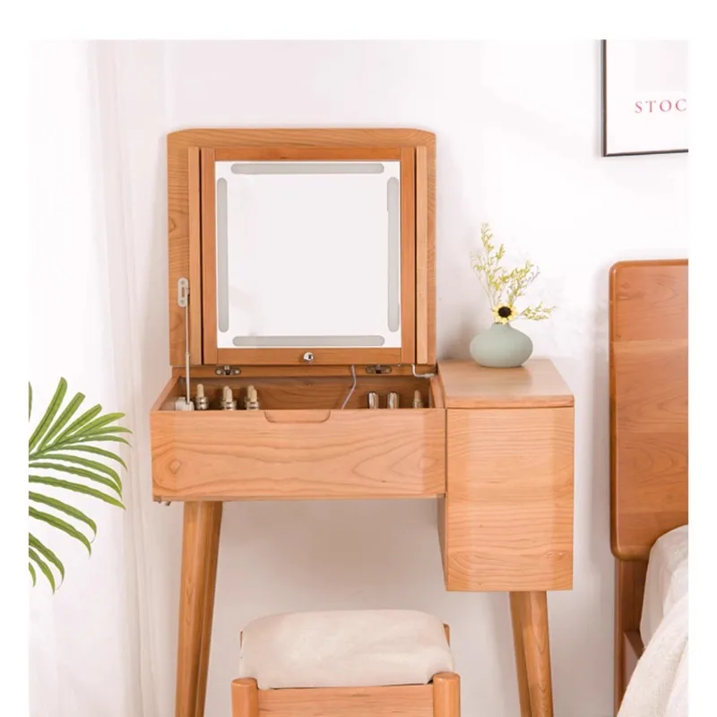 

Japanese-style solid wood dresser, small flip-top bedroom, dressing table, small computer