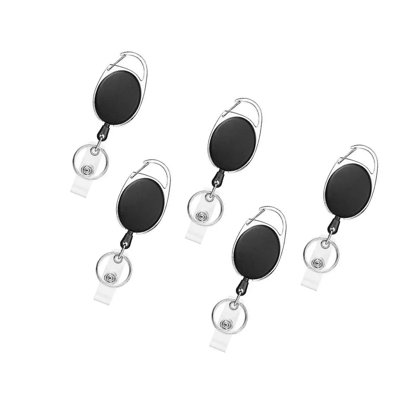 5/10 Pieces Retractable ID Card Holder Reel Badge Key Tag Clip Black 10Pcs