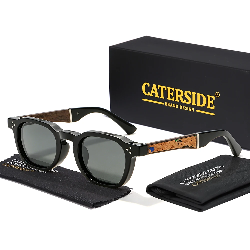 CATERSIDE Retro-Sonnenbrille für Herren, polarisiert, hochwertige Holzbügel, für Damen, Outdoor, Reisen und Business, Dekorationsbrille – Detail 8