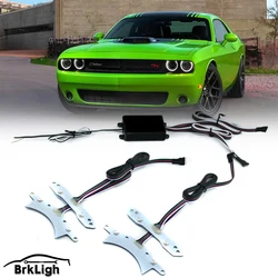 1 Set Smartphone Remote Controlled RGB-W LED Headlight Halo Ring Circuit Board Kit For 15-18 Dodge Challenger DRL Board Lighting