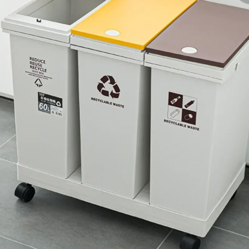 Kitchen Trash Can Wet Dry Separation Garbage Bin Recycling Storage Cube Bathroom and Office Dustbin Waste Management