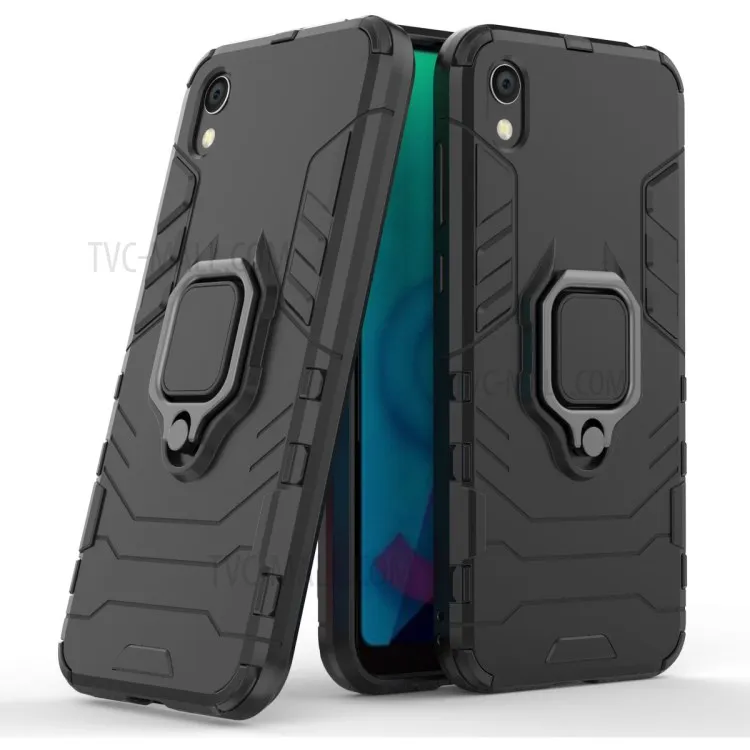 

Cool Guard Ring Holder Kickstand PC TPU Hybrid Case for Huawei Honor 8S / Y5 (2019) - Black