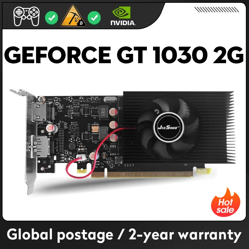 

JIESHUO NVIDIA GTX 1030 2GB video graphics card GDDR5 64bit GPU 14nm hdmi+dp gtx1030 2g PC Desktop Game Office KAS RVN 1030 gtx