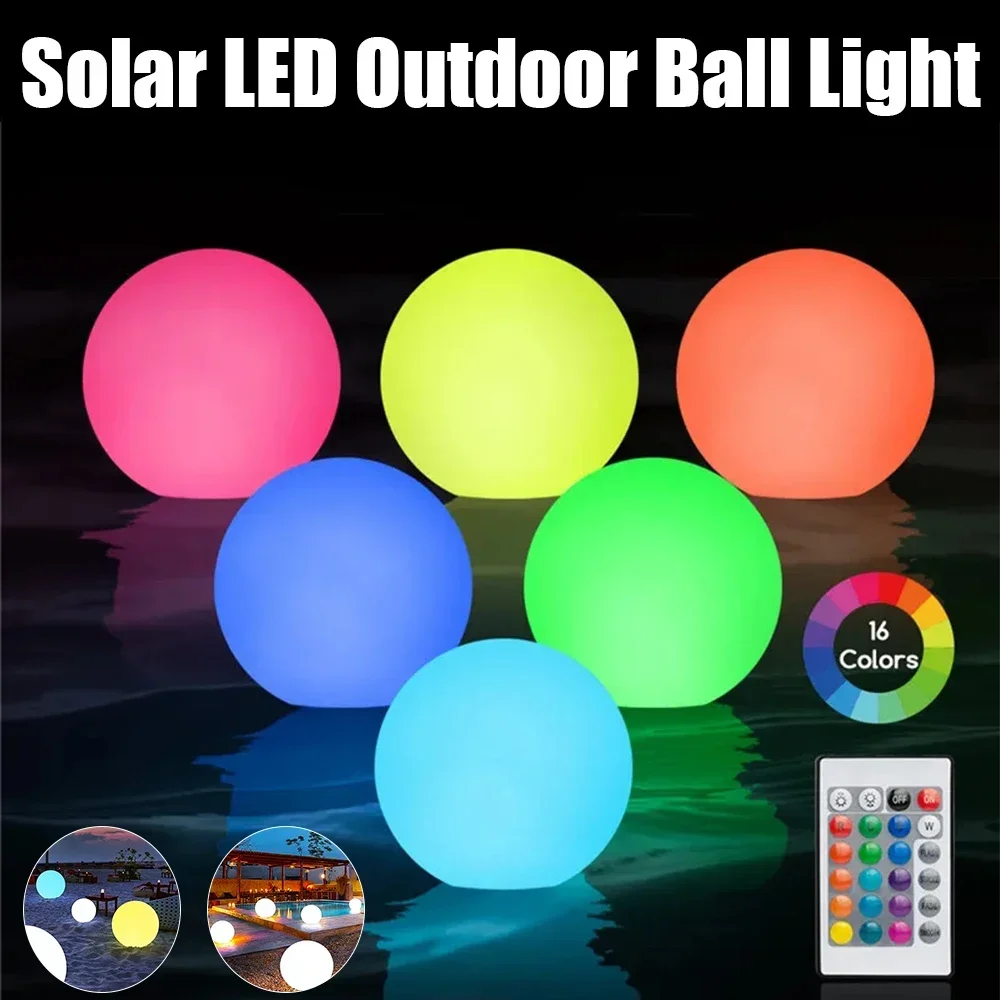 Outdoor Solar  LED Garden Ball Lights Remote Control Floor Street Lawn Lamps Swimming Pool Wedding Party Holiday Home Decor Lamp