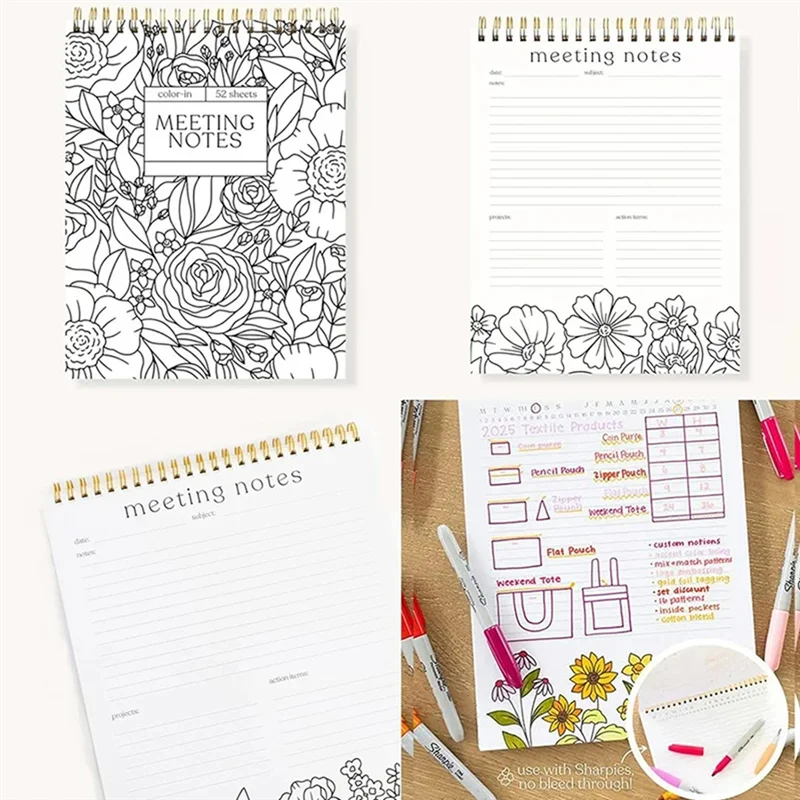Color-In Spiral For Classroom Office Plan Work Schedule Checklists Planer Book
