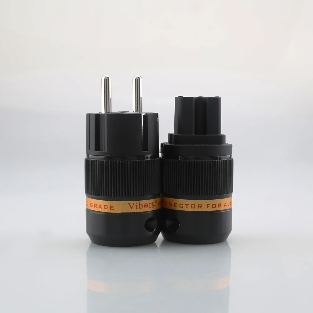 Viborg VE501R + VF501R النحاس النقي الروديوم مطلي Schuko الاتحاد الأوروبي قابس طاقة موصل ذكر الأوروبي + IEC موصل سالب التوصيل