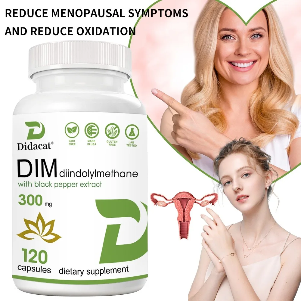 DIM Supplement 300mg with Black Pepper, 2-in-1 Dim Supplement for Women & Men | for Enhanced Absorption