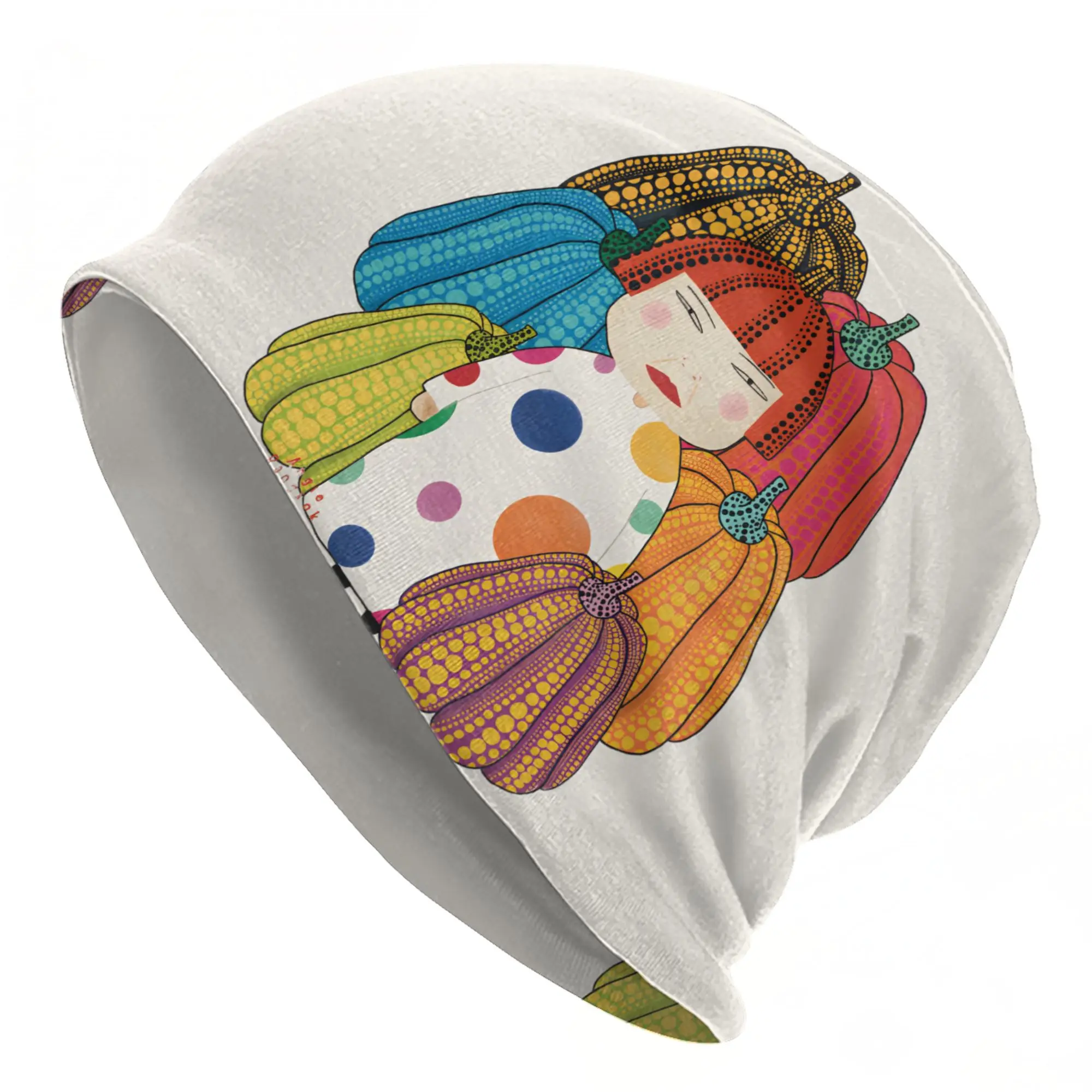 Yayoi Kusama Pumpkin Bonnet Hat Hip Hop Street Skullies Beanies Hats  for Men Women Spring Head Wrap Cap