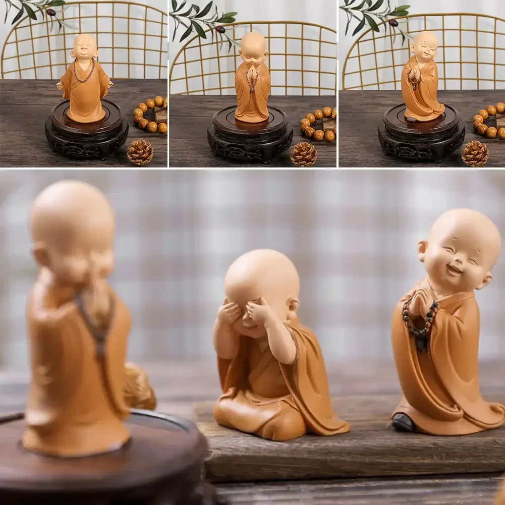 Śliczne małe posągi mnicha figurki religia budda rzemiosło żywiczne biurko miniatury ozdoby akcesoria dekoracja wnętrza samochodu